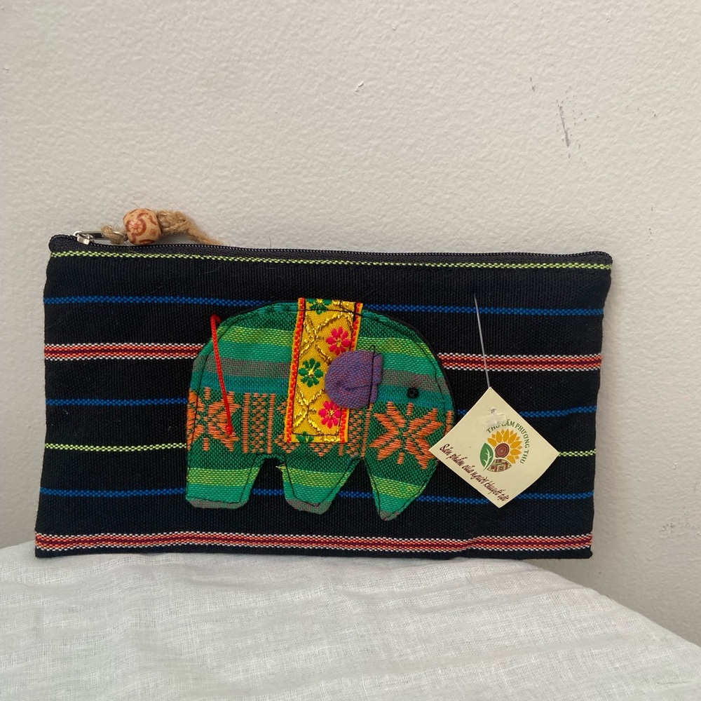 Colorful Elephant Embroidered Clutch